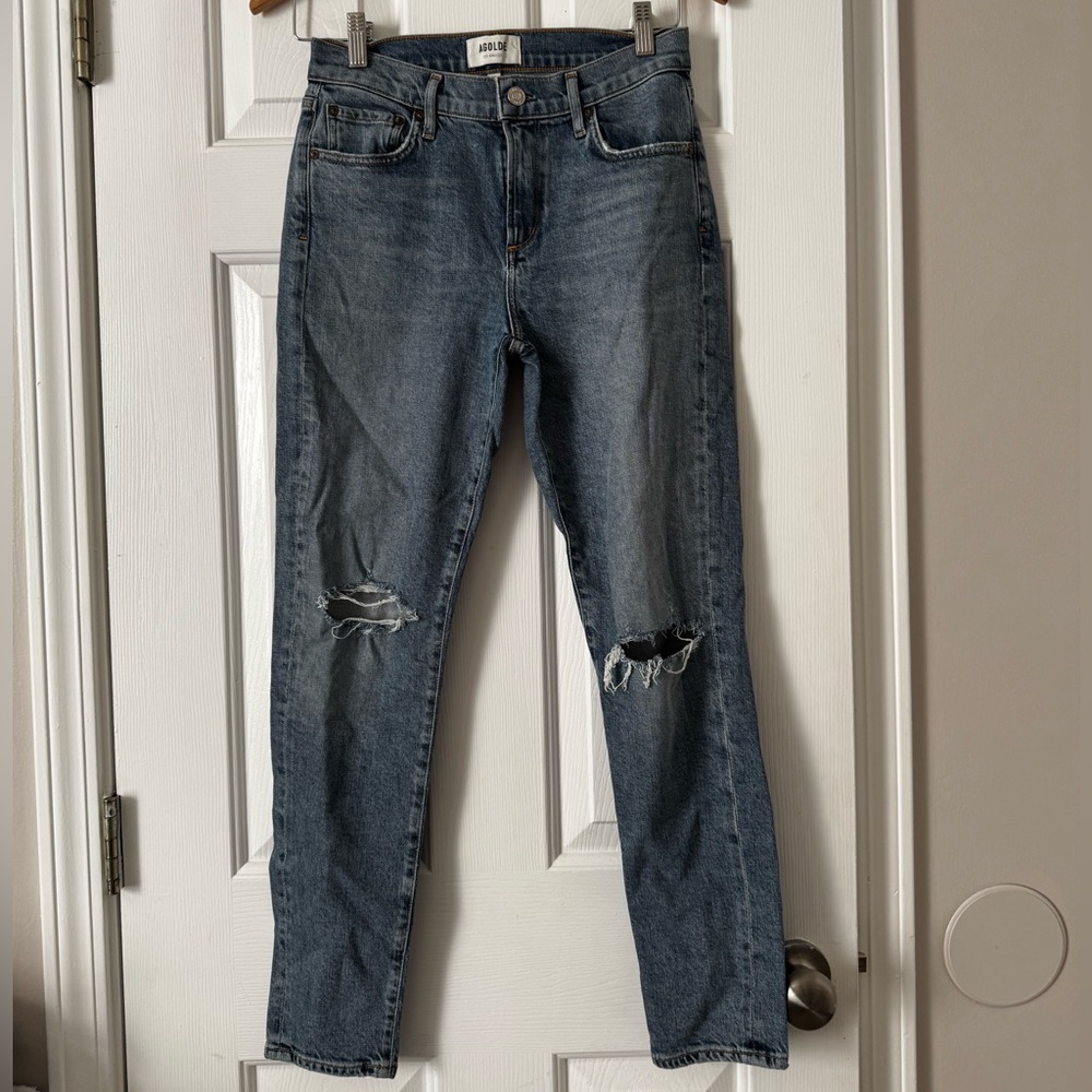 Agolde Straight Leg Distressed Jeans 0447
